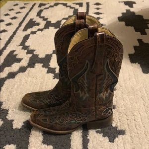 Corral Women’s Square Toe Teal Inlay Size 6.5